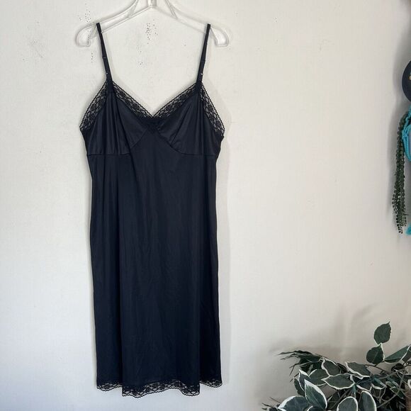 VANITY FAIR LACE BODICE TRIM VINTAGE Slip Midi Dress LINGERIE SIZE 40 Y2K 90s - Picture 3 of 6